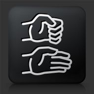Black Square Button with Hands Icon