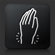 Black Square Button with Hands Pain Icon
