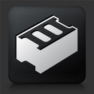 Black Square Button with Bricks Icon