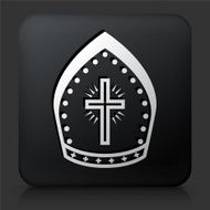 Black Square Button with Bishop Hat Icon