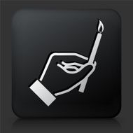 Black Square Button with Christian Candle
