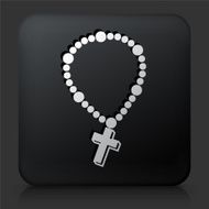 Black Square Button with Cross N2