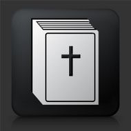 Black Square Button with Bible Icon