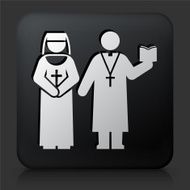 Black Square Button with Nun &amp; Priest Icon