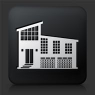 Black Square Button with Building Icon N28