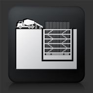 Black Square Button with Construction Building Icon