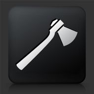 Black Square Button with Axe Icon N2