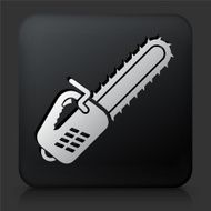 Black Square Button with Chainsaw Icon N2