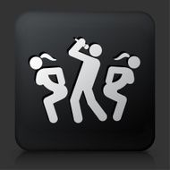Black Square Button with Male Performer and Two Female Dancers N2