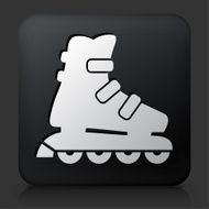 Black Square Button with Roller Skates