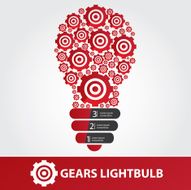 Red gears light bulb graphics design vector