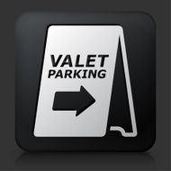 Black Square Button with Valet Parking Sign