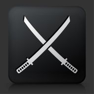 Black Square Button with Katana Swords N2