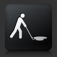 Black Square Button with Cleaning Oil Spill Icon