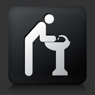 Black Square Button with Washing Hands Icon