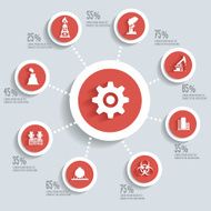 Industrial info graphic design concept red version clean vector