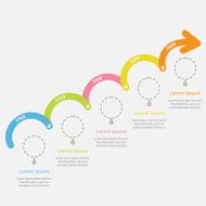 Timeline Infographic upwards arrow dash line circles text Template Flat