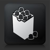 Black Square Button with Popcorn Icon N2