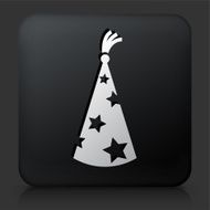 Black Square Button with Wizard Hat Icon