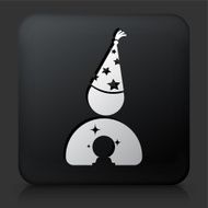 Black Square Button with Wizard Icon
