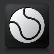 Black Square Button with Tennis Ball Icon N2