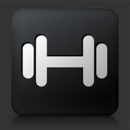 Black Square Button with Dumbbell
