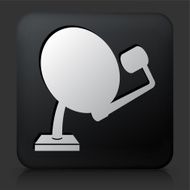 Black Square Button with Dish Icon