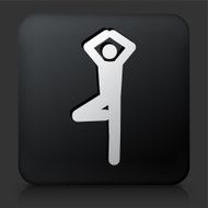 Black Square Button with Yoga Stretch Icon
