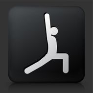 Black Square Button with Yoga Stretch Icon N2