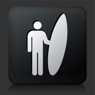 Black Square Button with Surfing Icon