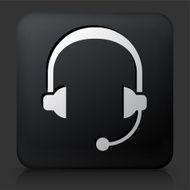 Black Square Button with Head Set Icon