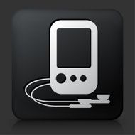 Black Square Button with MP3 Player Icon N2