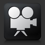 Black Square Button with Film Camera Icon N2