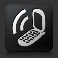 Black Square Button with Phone Icon