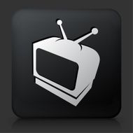 Black Square Button with Television Icon N8