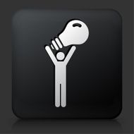 Black Square Button with Man &amp; Lightbulb Icon