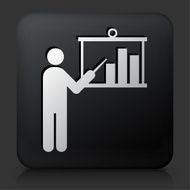 Black Square Button with Presentation Graph Icon