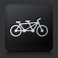 Black Square Button with Two Seater Bicycle Icon