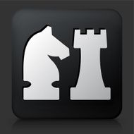 Black Square Button with Knight &amp; Castle Icon