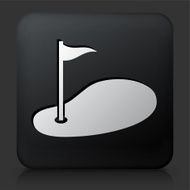 Black Square Button with Golf Icon N3