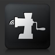 Black Square Button with Meat Grinder Icon