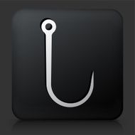 Black Square Button with Fishing Hook Icon N2