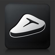 Black Square Button with T Bone Steak Icon