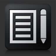 Black Square Button with Pencil &amp; Paper Icon N3