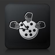 Black Square Button with Pizza Icon