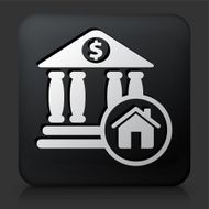 Black Square Button with Bank &amp; Home Icon