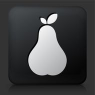Black Square Button with Pear Icon