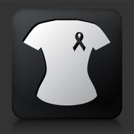 Black Square Button with Breast Cancer Support Ribbon Shirt