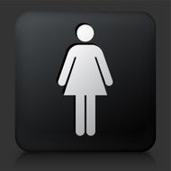 Black Square Button with Woman Standing N2