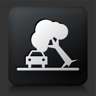 Black Square Button with Tree on Car Accident Icon
